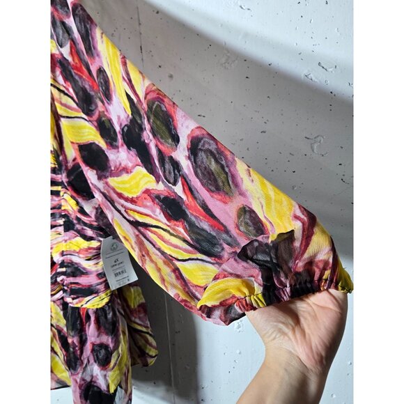 Terra & Sky Womens Long Sleeve Babydoll Top Plus Size 4X NWT Ruched Sheer Club - Picture 3 of 10